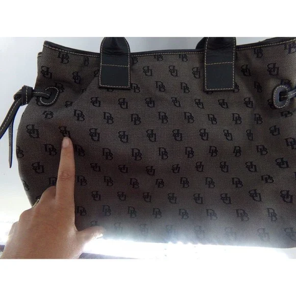 DOONEY & BOURKE Vintage Brown Signature Monogram Tote Shoulder Bag Purse (30) - Picture 6 of 9